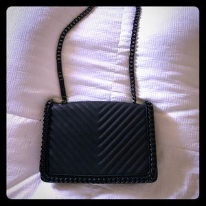 Black on black chevron bag. Vegan leather